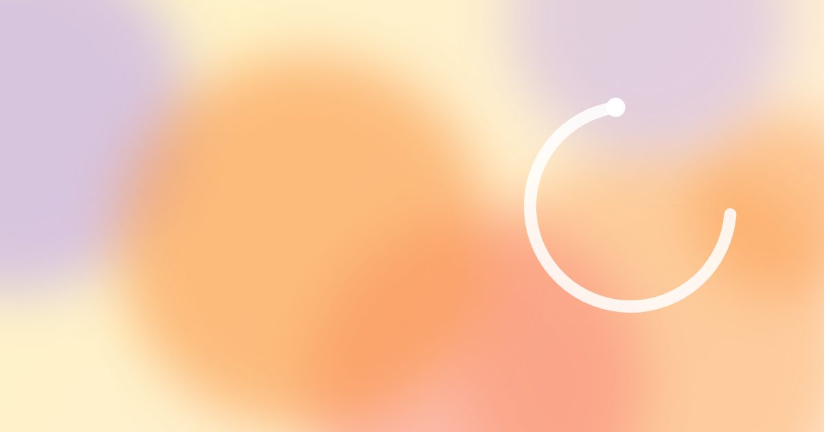Mjuk abstrakt illustration i orange och lila toner med en vit minutbåge.